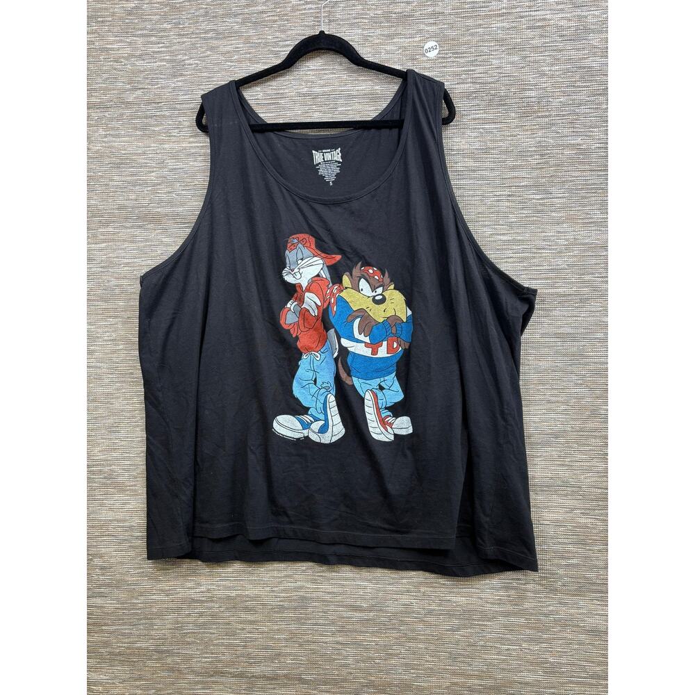 True Vintage Shirt Mens 5XL Black Bugs Bunny Taz Graphic Tank Top Looney Tunes